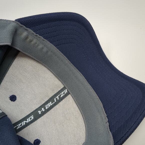 Under Armour Fitted Baseball Cap Blue XL Embroidered Vented Holes Classic Fit - Picture 8 of 9